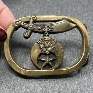 Vintage 1980 Baron Buckle Belt Buckle Solid Brass Masonic Fraternal Collectible